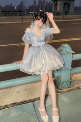 BXOXO - Gradient Gorgeous Bowknot Strawberry Princess Hanayome Short Sweet Lolita Jsk Dress 4 Colors